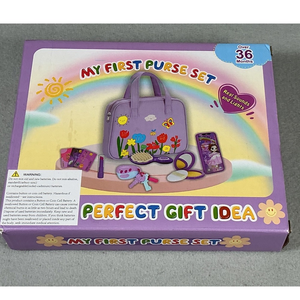 My First Purse Set Toddler Pretend Play Purple Purse Accessories Sounds Lights